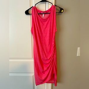 New faux wrap sleeveless bubblegum pink dress